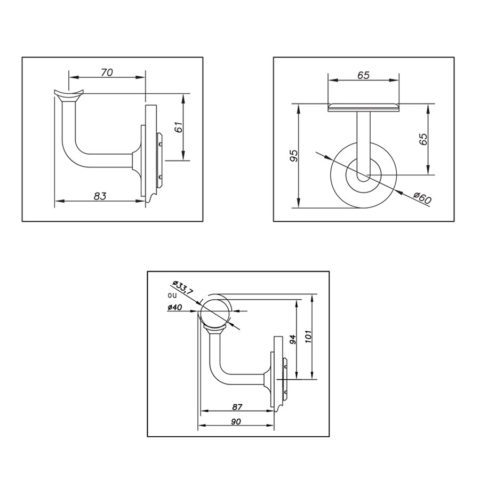 Main courante sur mur pour garde-corps en verre