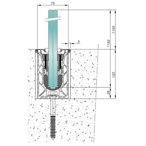 Garde-corps verre SABCO montage encastré - fonction balustrade - application privé et public - De 0,6 à 1,8 KN