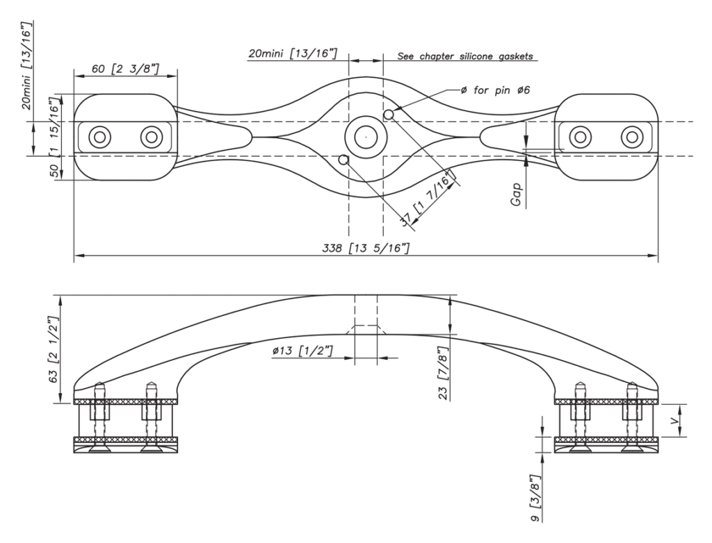 Spider Fitting - Stainless Steel - Connection for Glass - Two Arms