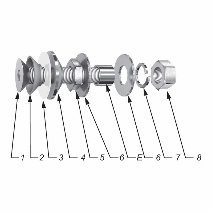 Fixed bolt for structural bolted glass - countersunk head