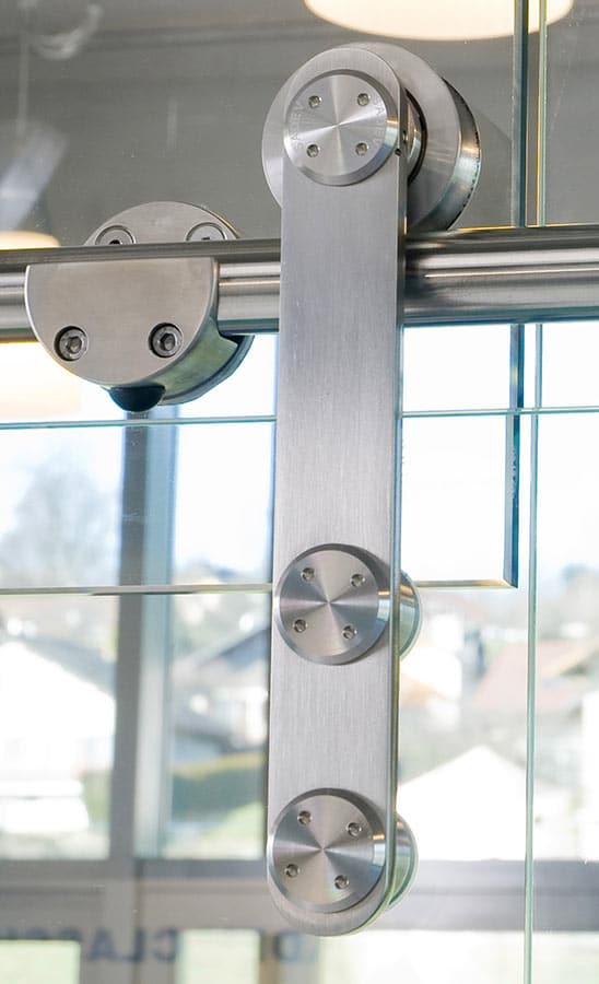 Stainless stell sliding system for glass doors - Residential, commercial applications